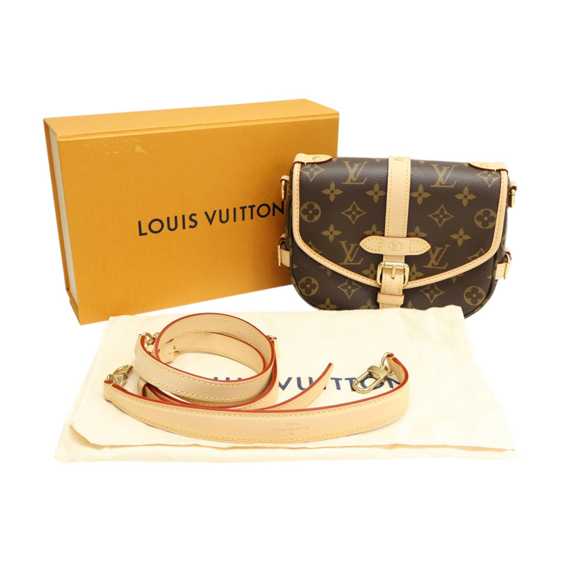 棕色 原花帆布 Saumur BB 肩背包 【LOUIS VUITTON LV 路易威登】 M46740-8