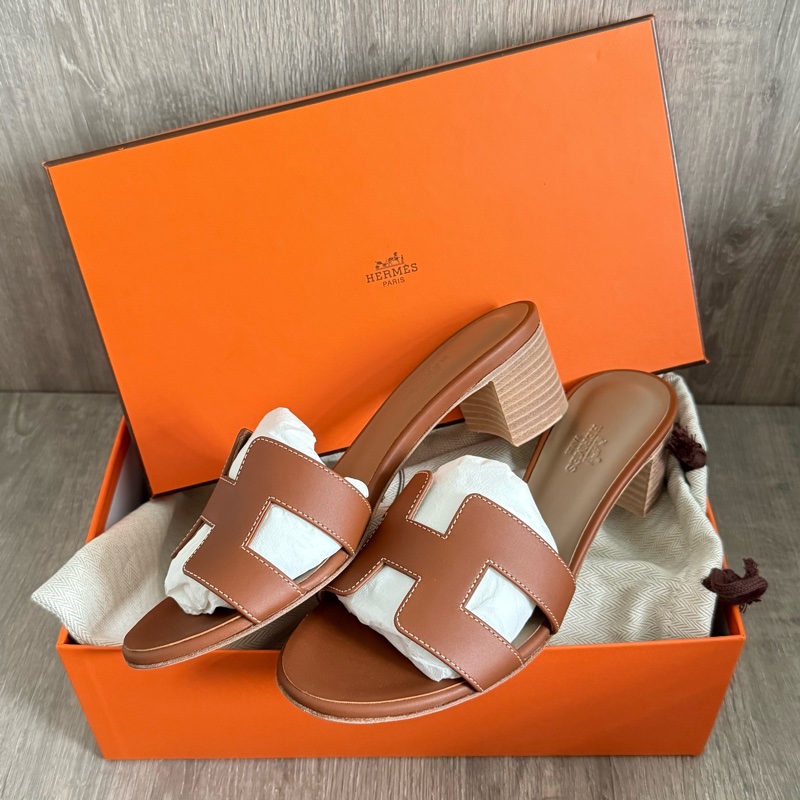 Hermes oasis sandales 高跟涼鞋 金棕色 37碼-2