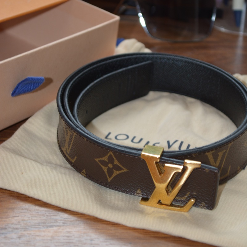 Louis Vuitton 路易威登 經典花紋 金釦 帆布 腰帶皮 帶-1