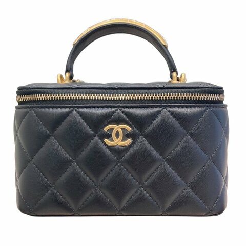 CHANEL 香奈兒 VANITY CASE 黑色 皮革 金釦