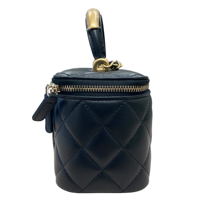CHANEL 香奈兒 VANITY CASE 黑色 皮革 金釦-2
