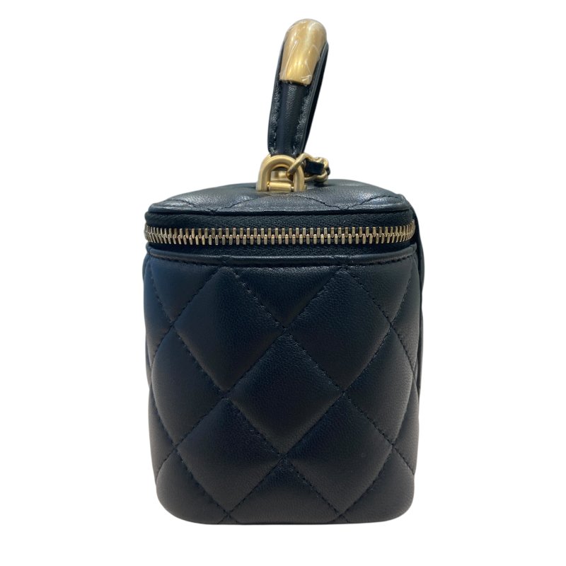 CHANEL 香奈兒 VANITY CASE 黑色 皮革 金釦-3