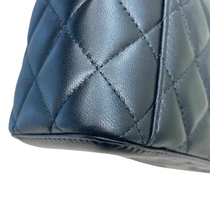CHANEL 香奈兒 VANITY CASE 黑色 皮革 金釦-6