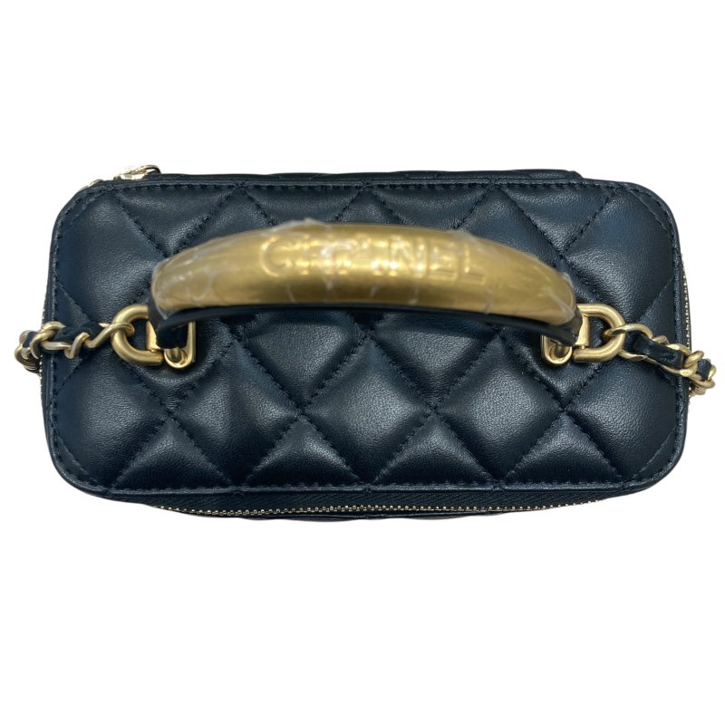 CHANEL 香奈兒 VANITY CASE 黑色 皮革 金釦-11
