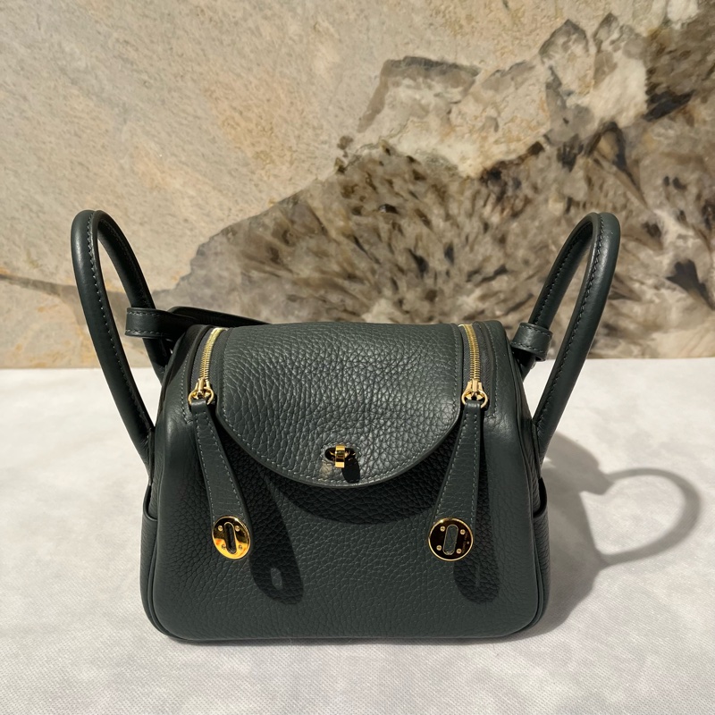 Hermes 沼澤綠TC牛皮Mini Lindy-0