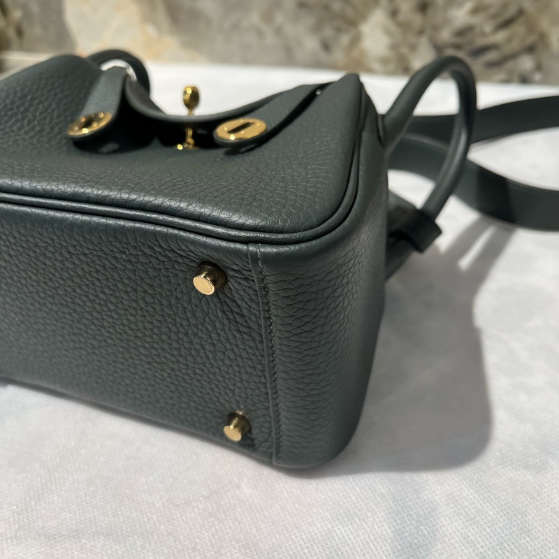 Hermes 沼澤綠TC牛皮Mini Lindy-6