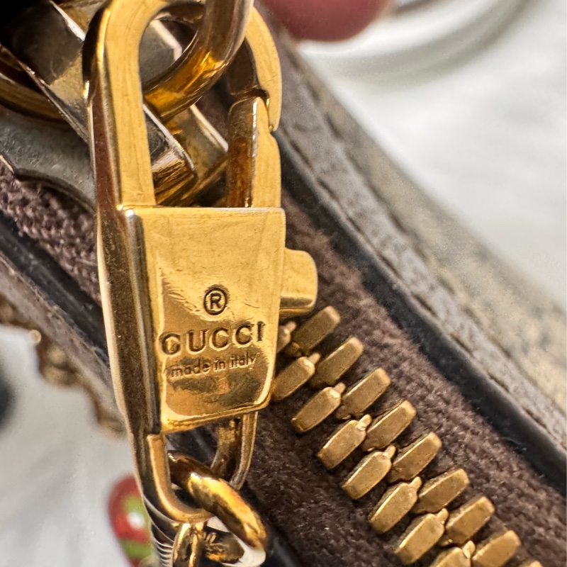 GUCCI Ophidia 金鍊GG防水布皮邊紅綠織帶斜背/肩背包-19