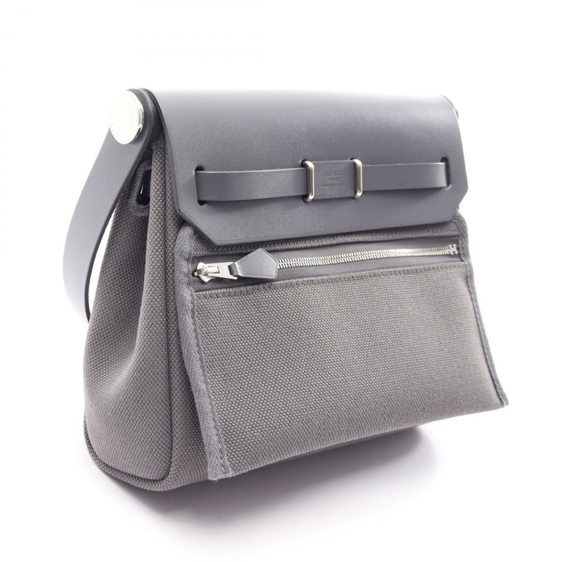 愛馬仕 Herbag Zip Mini 單肩斜背包，搭配 H Hunter Ardoise 印花，二手 SHW-1
