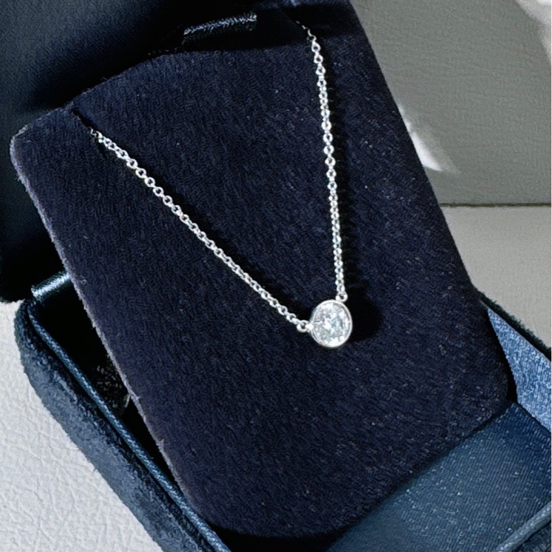 Tiffany蒂芙尼 18K 白金 泡泡鑽單鑽項鍊，0.5 克拉-3