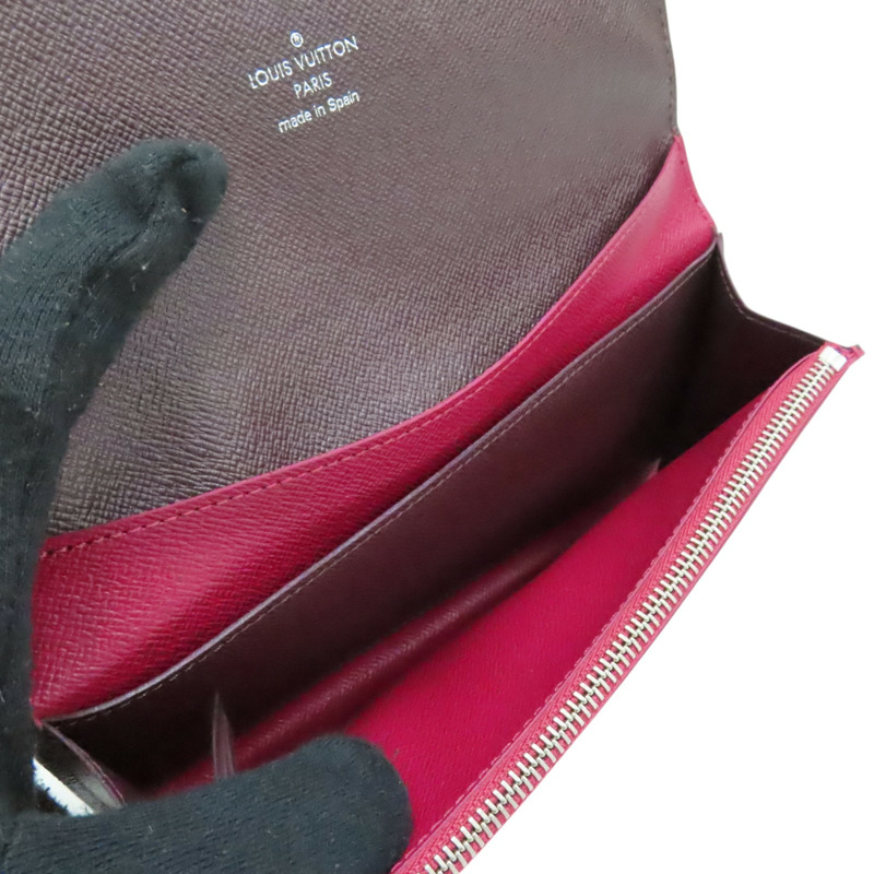 紅色 EPI 水波紋牛皮 Portefeuille Emily 扣式長夾【LOUIS VUITTON LV 路易威登】 M60851-2