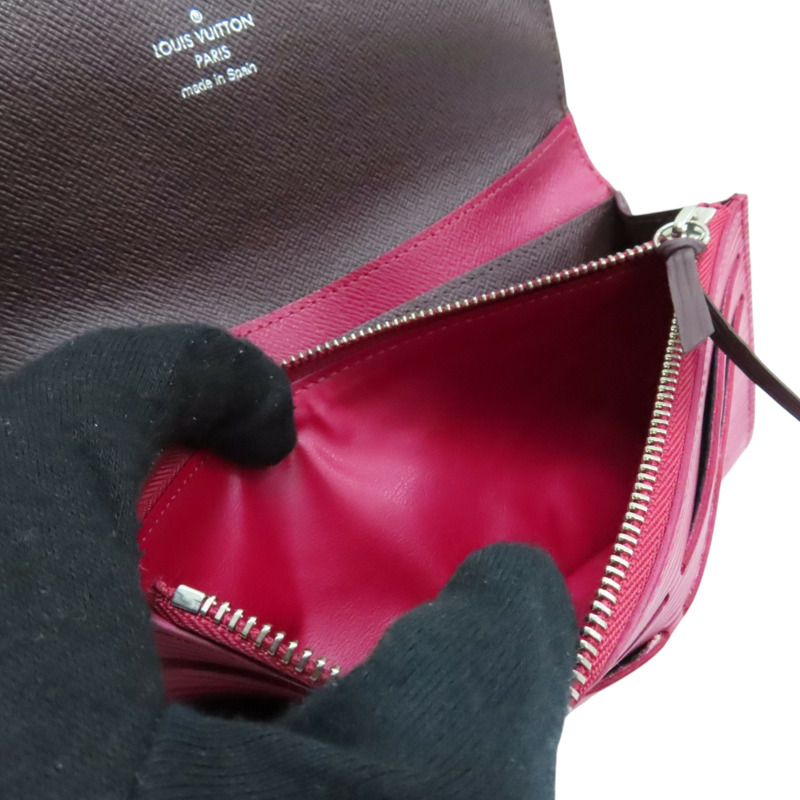 紅色 EPI 水波紋牛皮 Portefeuille Emily 扣式長夾【LOUIS VUITTON LV 路易威登】 M60851-3