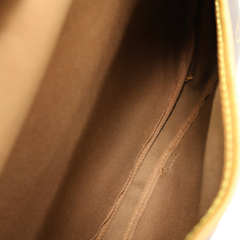 棕色 原花帆布 Saumur 30 肩背包【LOUIS VUITTON LV 路易威登】 M42256-4