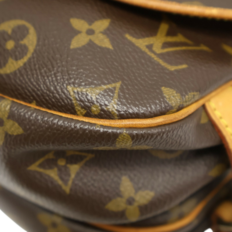 棕色 原花帆布 Saumur 30 肩背包【LOUIS VUITTON LV 路易威登】 M42256-11