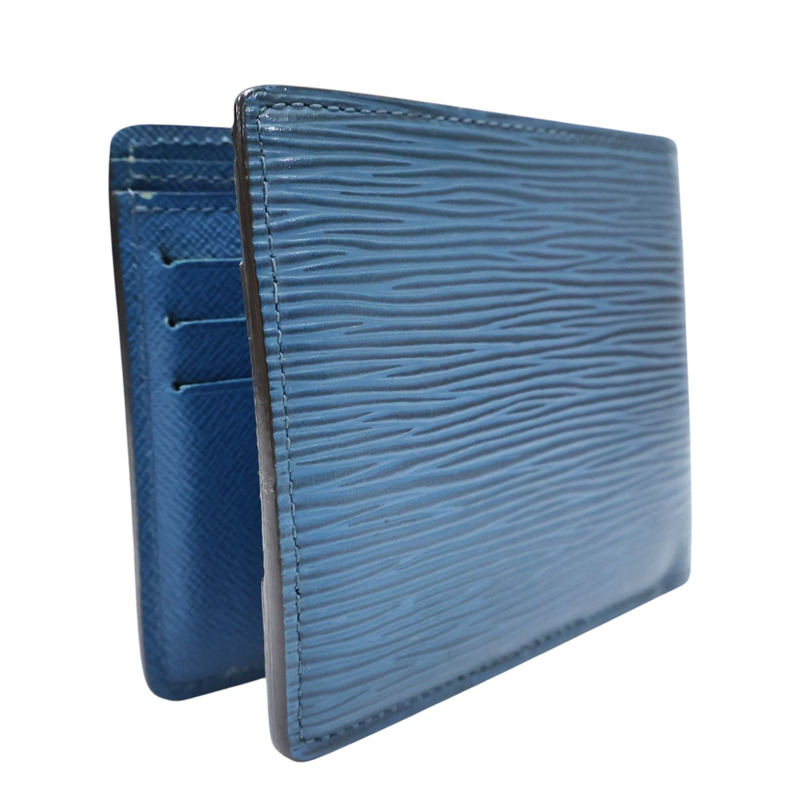 藍色 EPI水波紋 牛皮 Multiple Bifold 對折短夾【LOUIS VUITTON LV 路易威登】 M60628-1