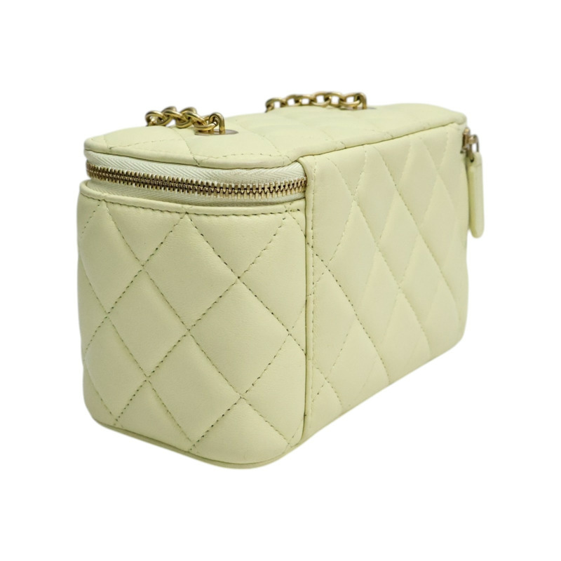 黃色 菱格紋 羊皮 Vanity Chain Bag 肩背包【CHANEL 香奈兒】 AP3258-1