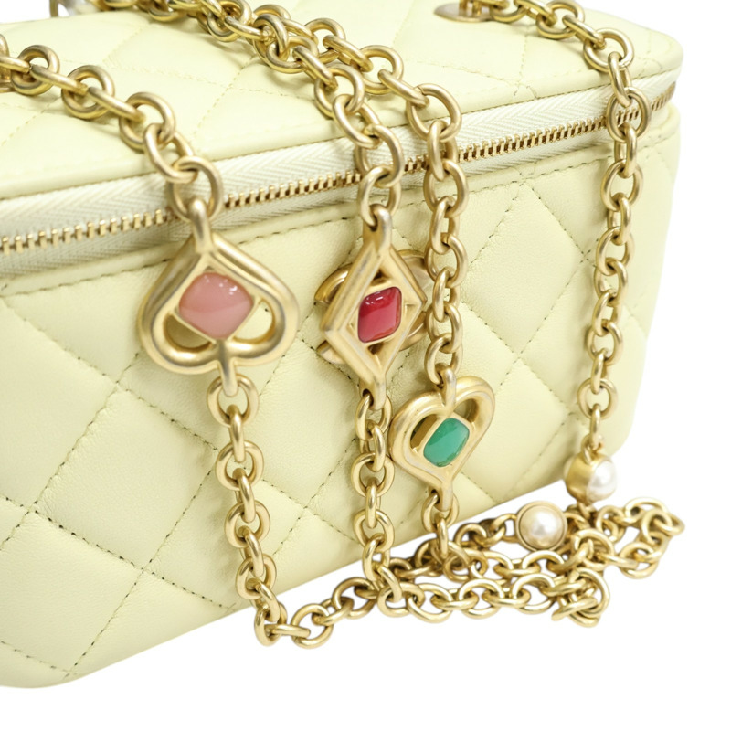 黃色 菱格紋 羊皮 Vanity Chain Bag 肩背包【CHANEL 香奈兒】 AP3258-7