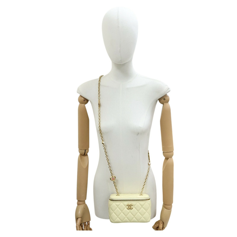 黃色 菱格紋 羊皮 Vanity Chain Bag 肩背包【CHANEL 香奈兒】 AP3258-9
