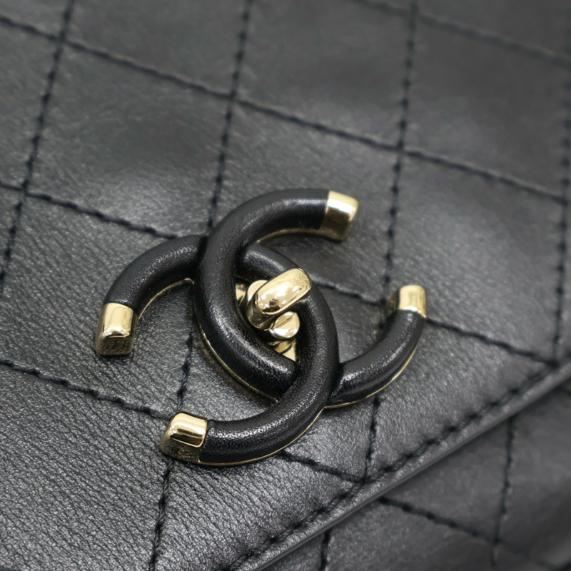 黑色 菱格紋 牛皮 Matelasses houlder 肩背包【CHANEL 香奈兒】 AS0532-6