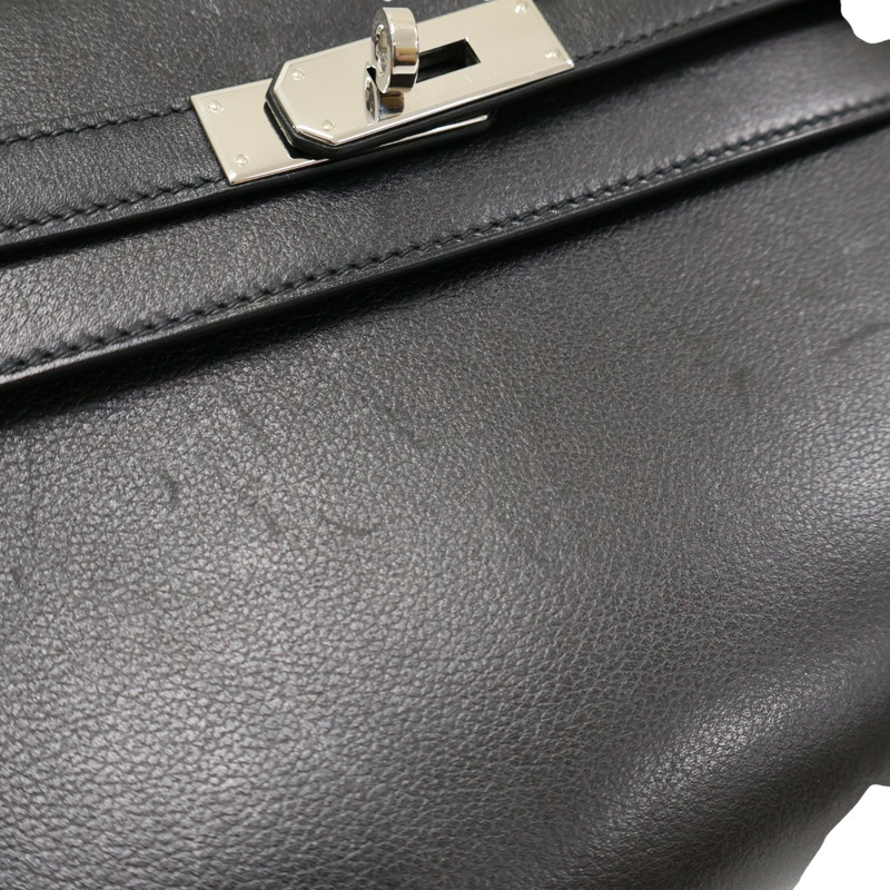 黑色 EVERGRAIN小牛皮 KELLY Depeches 25 手提包 B刻 銀釦【HERMES 愛馬仕】 H078399CK-10