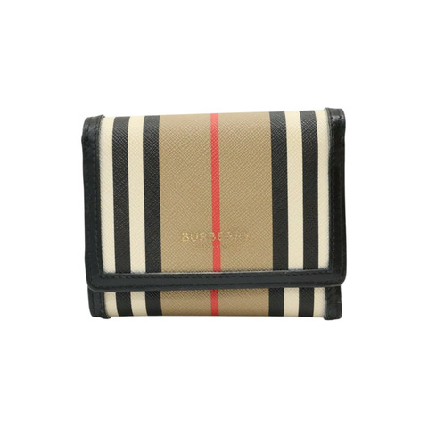 棕色 牛皮 格紋 三折短夾【BURBERRY 巴寶莉】 80260031