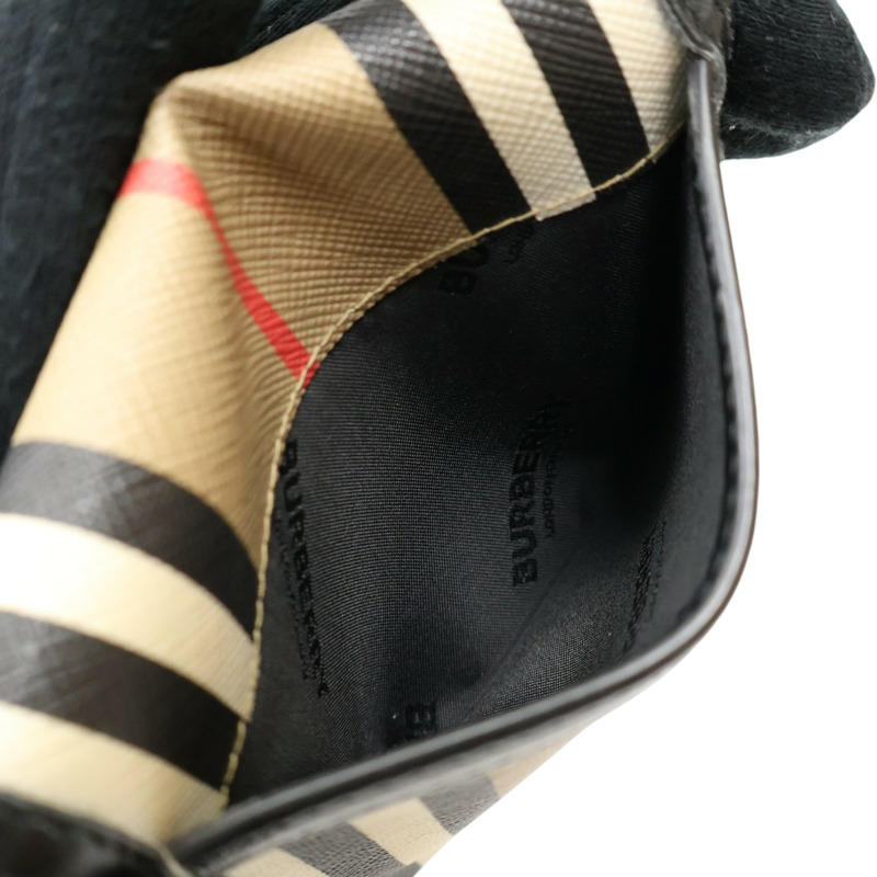 棕色 牛皮 格紋 三折短夾【BURBERRY 巴寶莉】 80260031-5