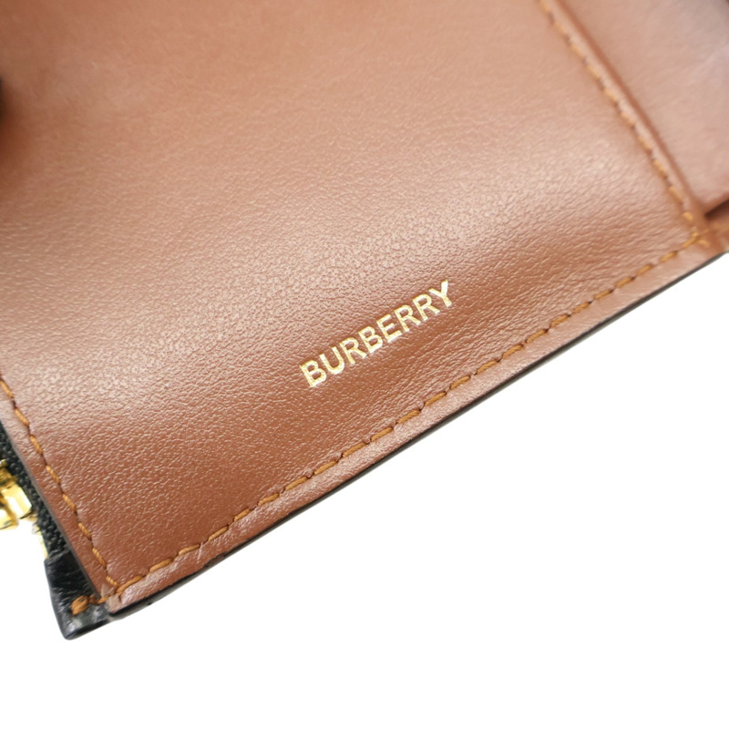 棕色 牛皮 格紋 三折短夾【BURBERRY 巴寶莉】 80260031-7