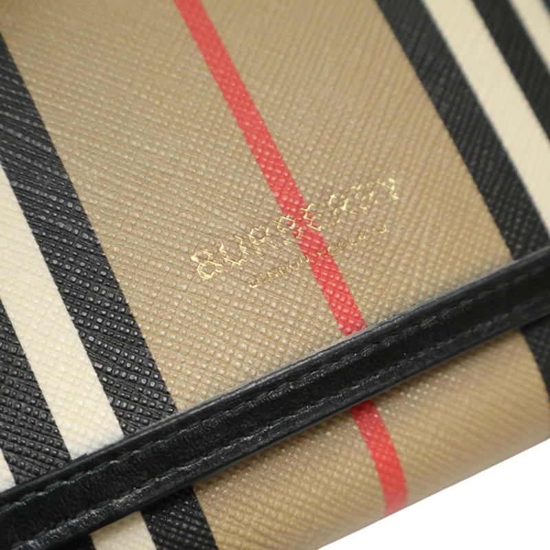 棕色 牛皮 格紋 三折短夾【BURBERRY 巴寶莉】 80260031-8