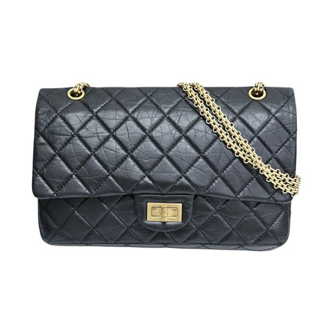 黑色 菱格紋牛皮 2.55 Maxi 肩背包【CHANEL 香奈兒】