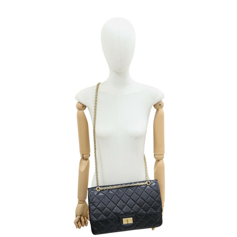 黑色 菱格紋牛皮 2.55 Maxi 肩背包【CHANEL 香奈兒】-9