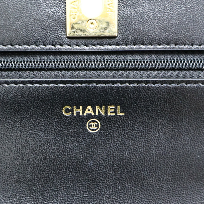 黑色 菱格紋羊皮 Chain 肩背包 金扣 鏈帶【CHANEL 香奈兒】-6