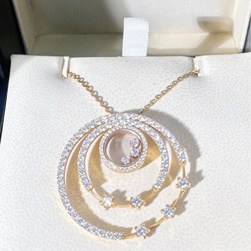 Chopard蕭邦 快樂鑽 玫瑰金滿鑽銀河系項鍊-4