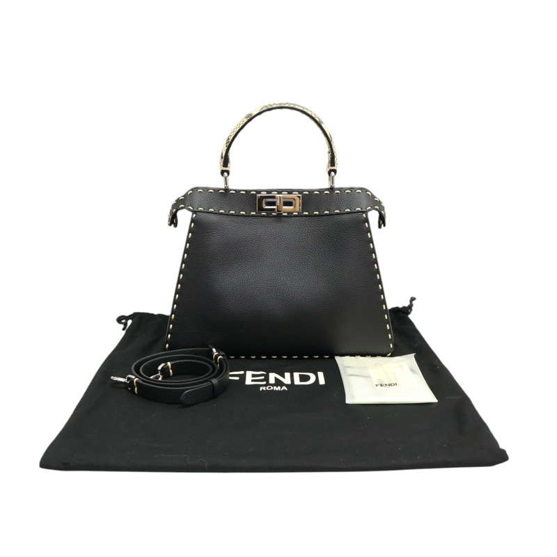 黑色牛皮 蛇皮 Peekaboo Capsule 兩用包【二手名牌BRAND OFF】 8BN321-9
