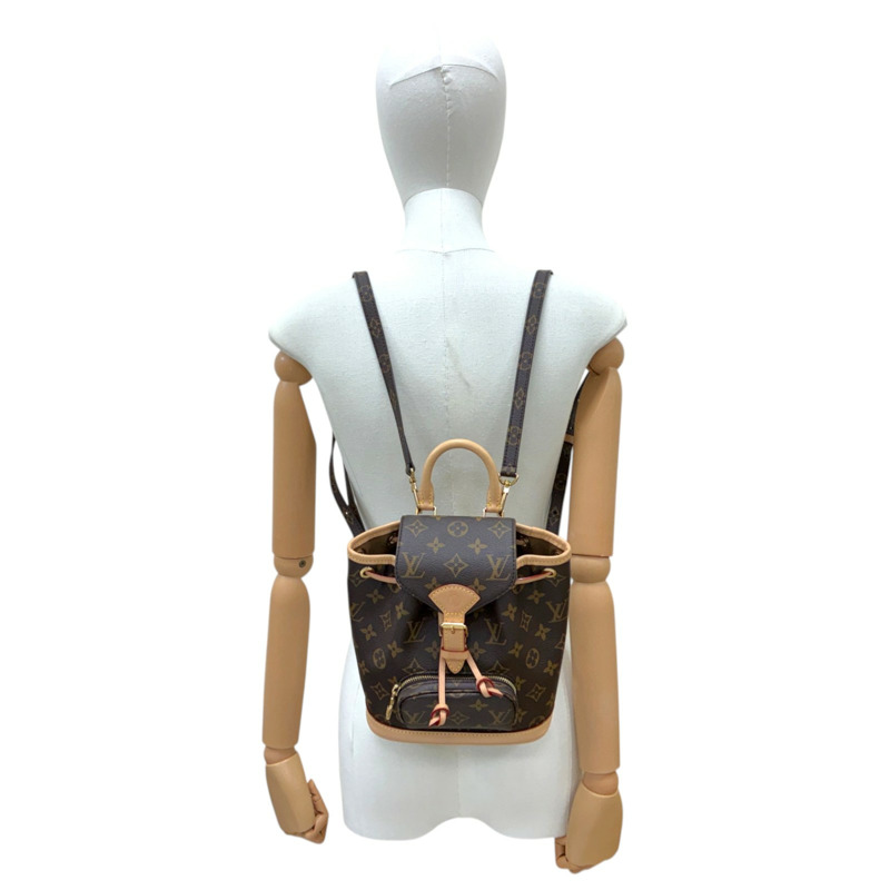棕色 原花 帆布 Montsouris Mini 後背包【LOUIS VUITTON LV 路易威登】 M11199-5