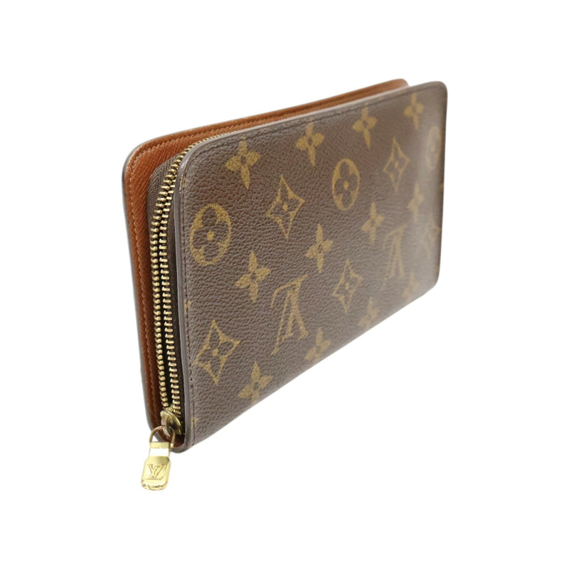 棕色 原花帆布 Portemonnaie Zip 拉鍊長夾【LOUIS VUITTON LV 路易威登】 M61727-1