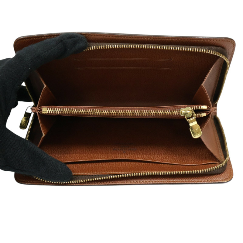 棕色 原花帆布 Portemonnaie Zip 拉鍊長夾【LOUIS VUITTON LV 路易威登】 M61727-2