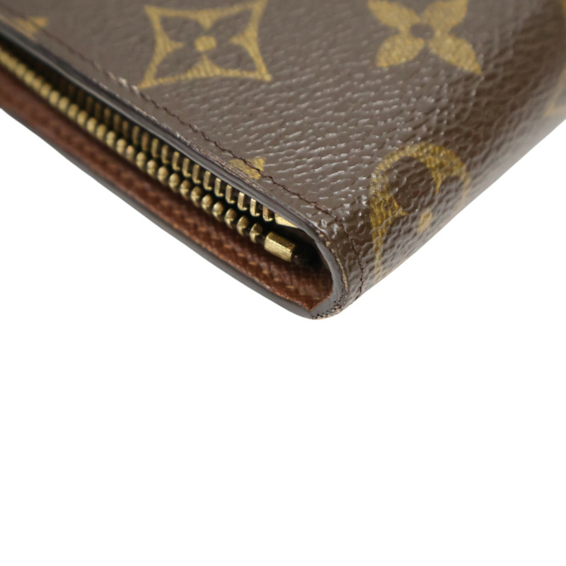 棕色 原花帆布 Portemonnaie Zip 拉鍊長夾【LOUIS VUITTON LV 路易威登】 M61727-7