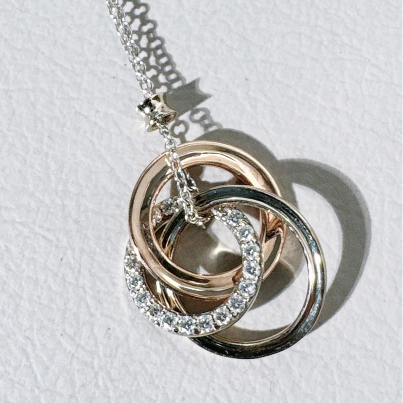 Tiffany 蒂芙尼 1837系列的三色金 ，白金滿鑽項鍊-4