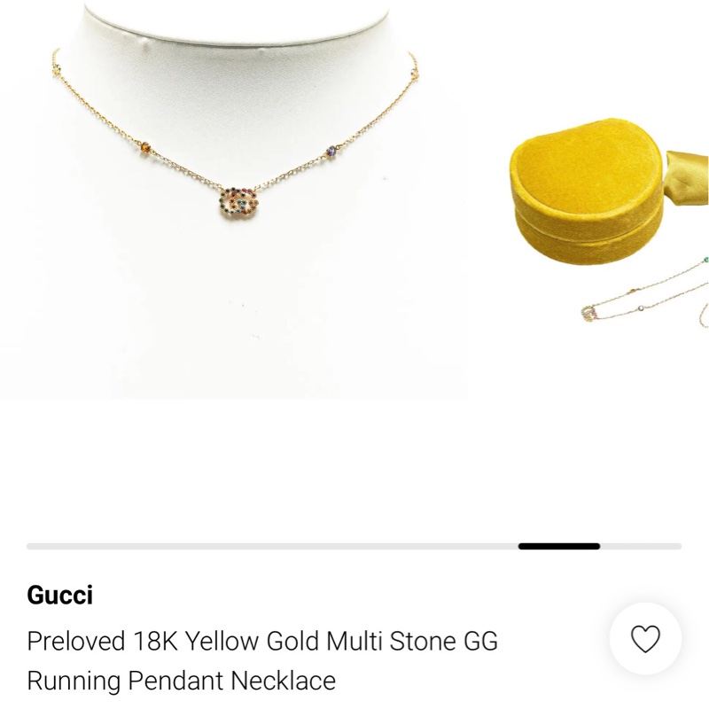 GUCCI古馳雙G 玫瑰金 彩色寶石項鍊-8