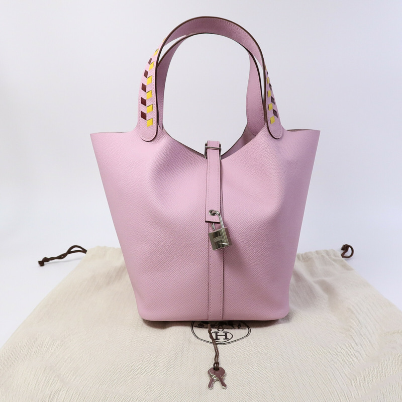 HERMES Epsom皮革Picotin MM手挽袋Mauve Sylvestre-8