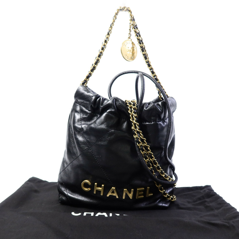 CHANEL 牛皮皮革Mini 22手挽肩背兩用袋-9
