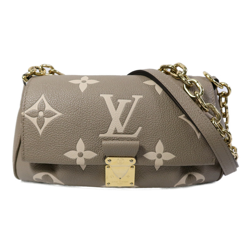 LOUIS VUITTON Monogram Empreinte Favorite金扣鏈帶肩背袋灰色-0