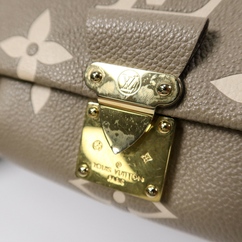 LOUIS VUITTON Monogram Empreinte Favorite金扣鏈帶肩背袋灰色-6