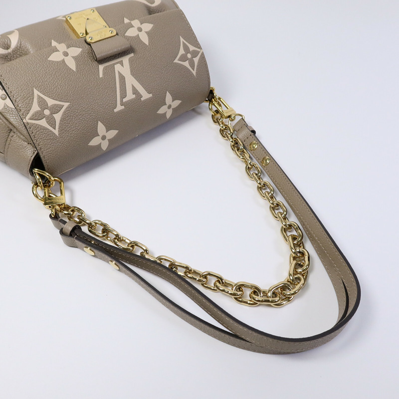 LOUIS VUITTON Monogram Empreinte Favorite金扣鏈帶肩背袋灰色-7