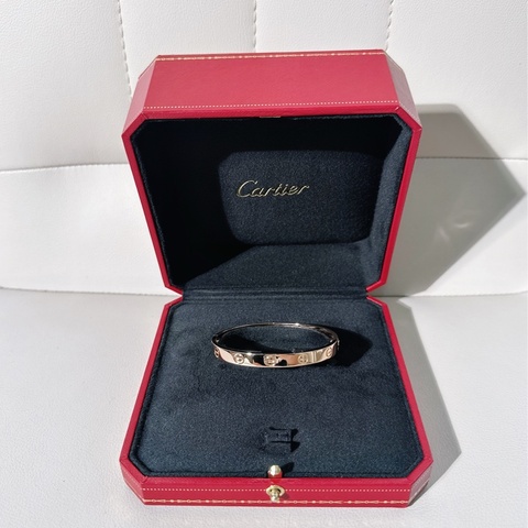 Cartier卡地亞 love系列 寬版玫瑰金手鐲，16號 第四代