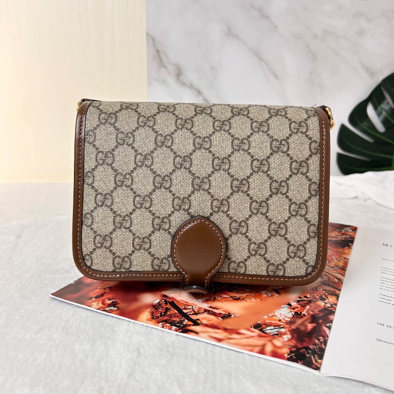 Gucci 雙G Retro系列 Supreme帆布復古馬鞍型肩背斜背包-5