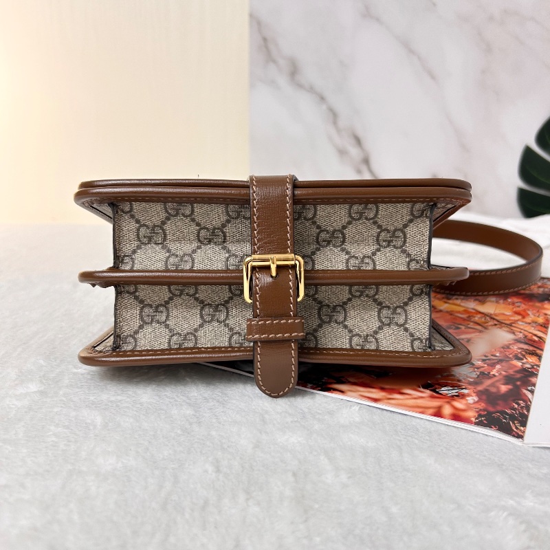 Gucci 雙G Retro系列 Supreme帆布復古馬鞍型肩背斜背包-11