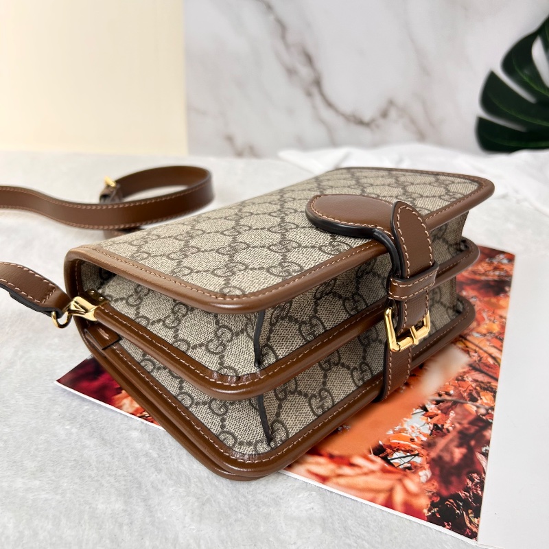 Gucci 雙G Retro系列 Supreme帆布復古馬鞍型肩背斜背包-14