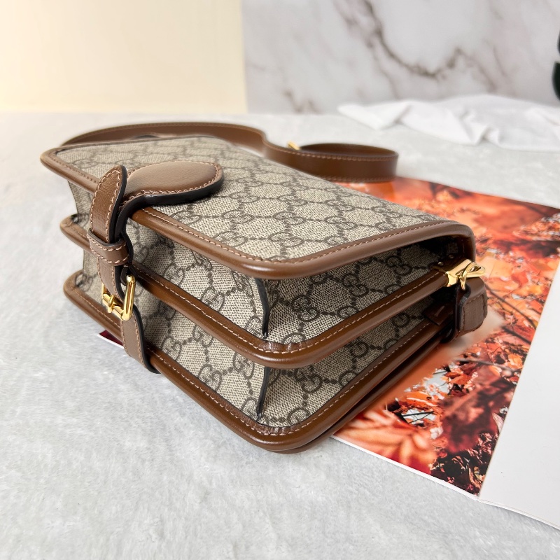 Gucci 雙G Retro系列 Supreme帆布復古馬鞍型肩背斜背包-15