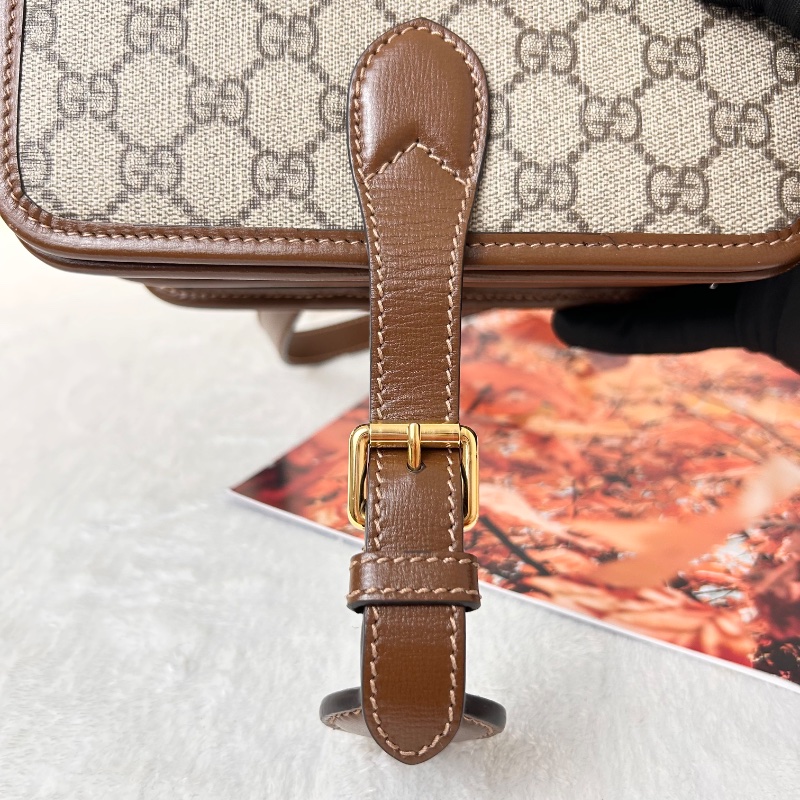 Gucci 雙G Retro系列 Supreme帆布復古馬鞍型肩背斜背包-17