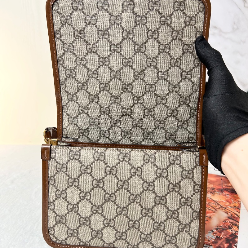 Gucci 雙G Retro系列 Supreme帆布復古馬鞍型肩背斜背包-19